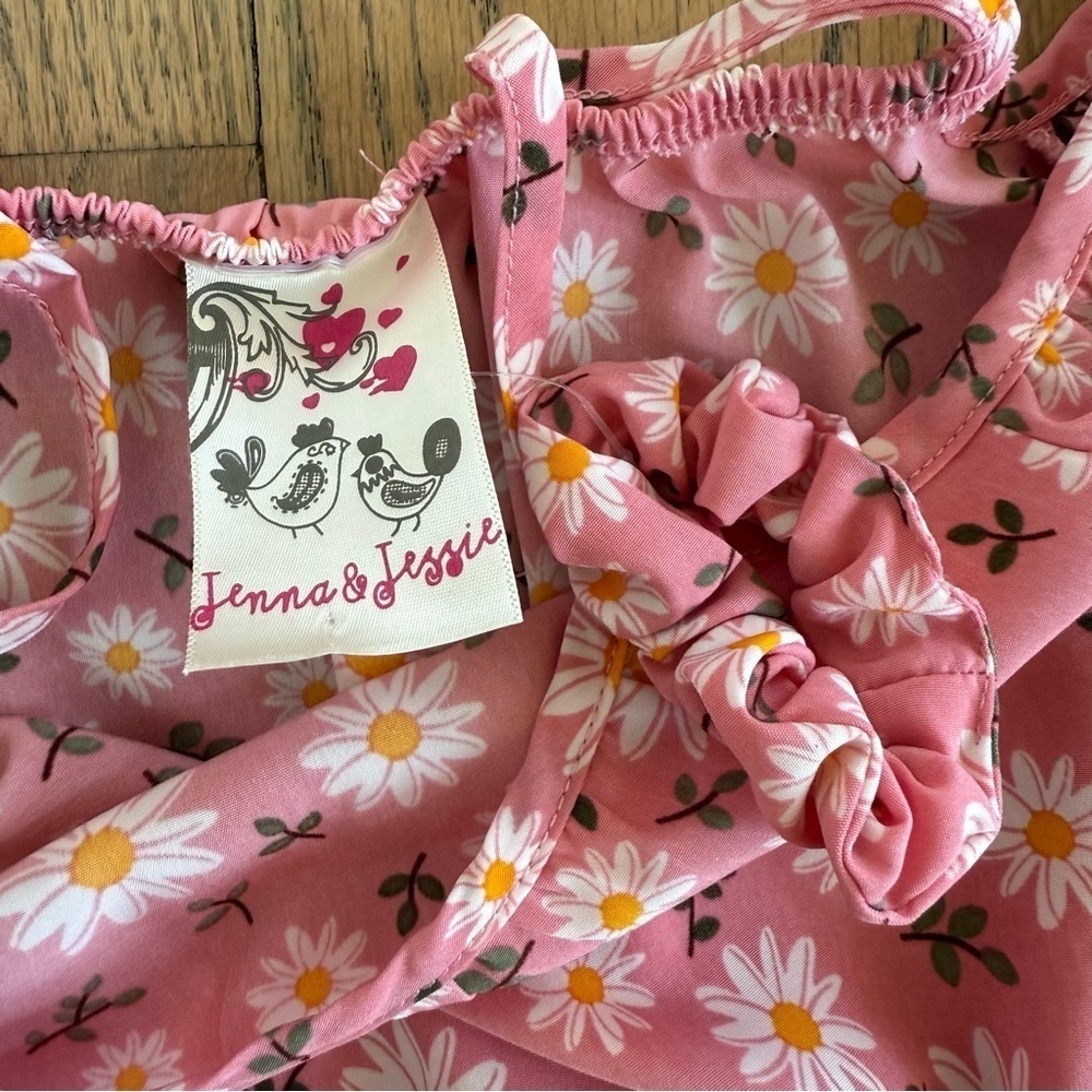Jenna & Jessie Girls Pink Floral Off The Shoulder Kids Dress Size 10 - Picture 6 of 10